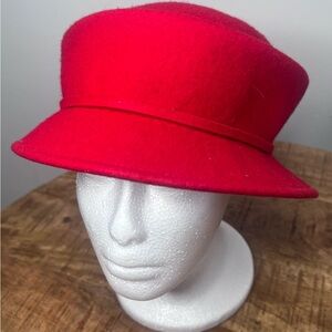 Elegant Red Wool Bucket Women's Hat